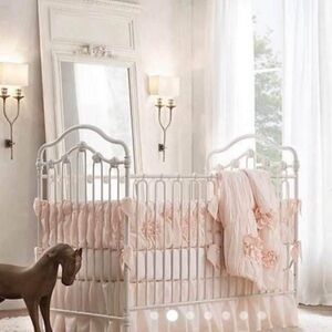 RH Elegant Pink Crib Bedding Set